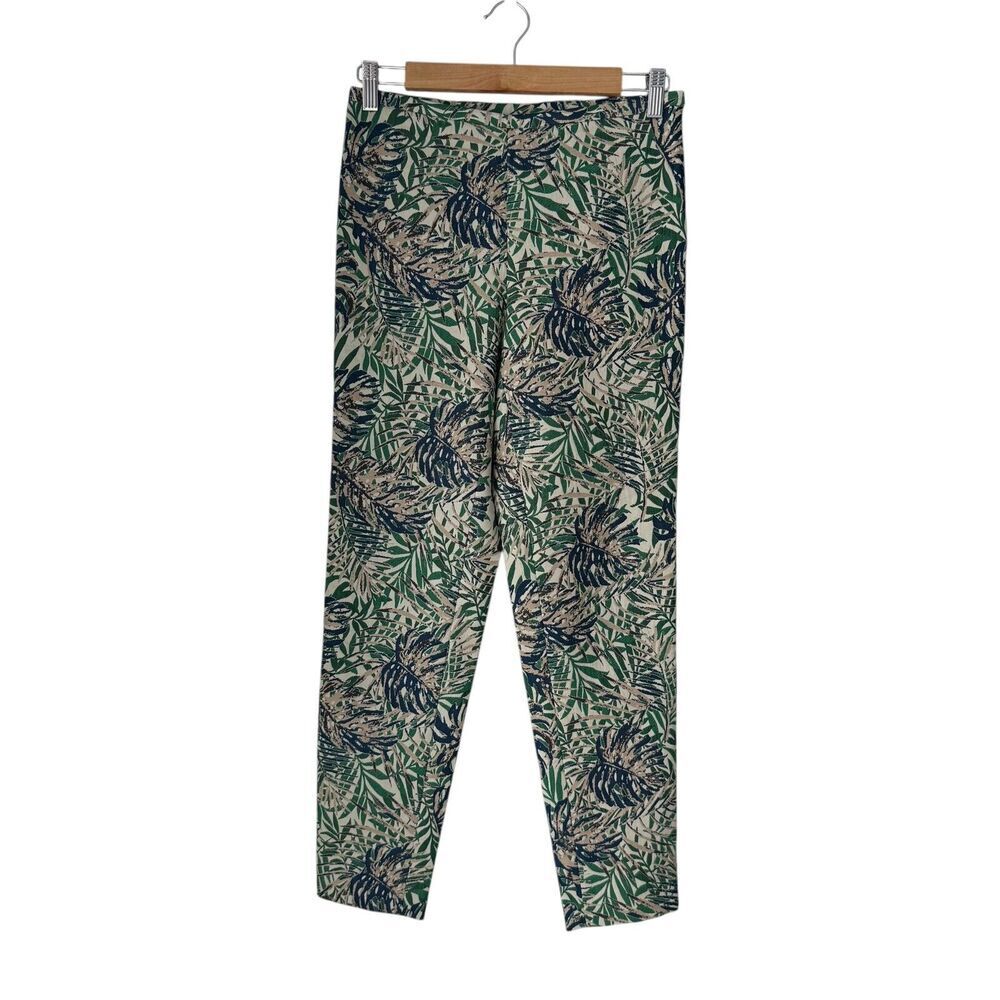 J. Mclaughlin Pants Womens 0 Green Jacquard Tropical Old Money Quiet Luxury